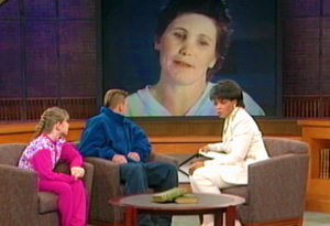 Becky, Willy and Oprah with Ellie Nesler on screen