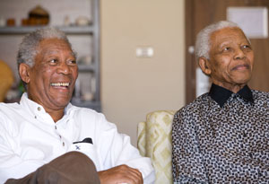 Morgan Freeman and Nelson Mandela