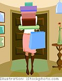 Woman carrying a stack of boxes