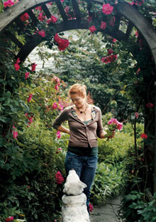 Allison Glock in the garden of her Hudson Valley home